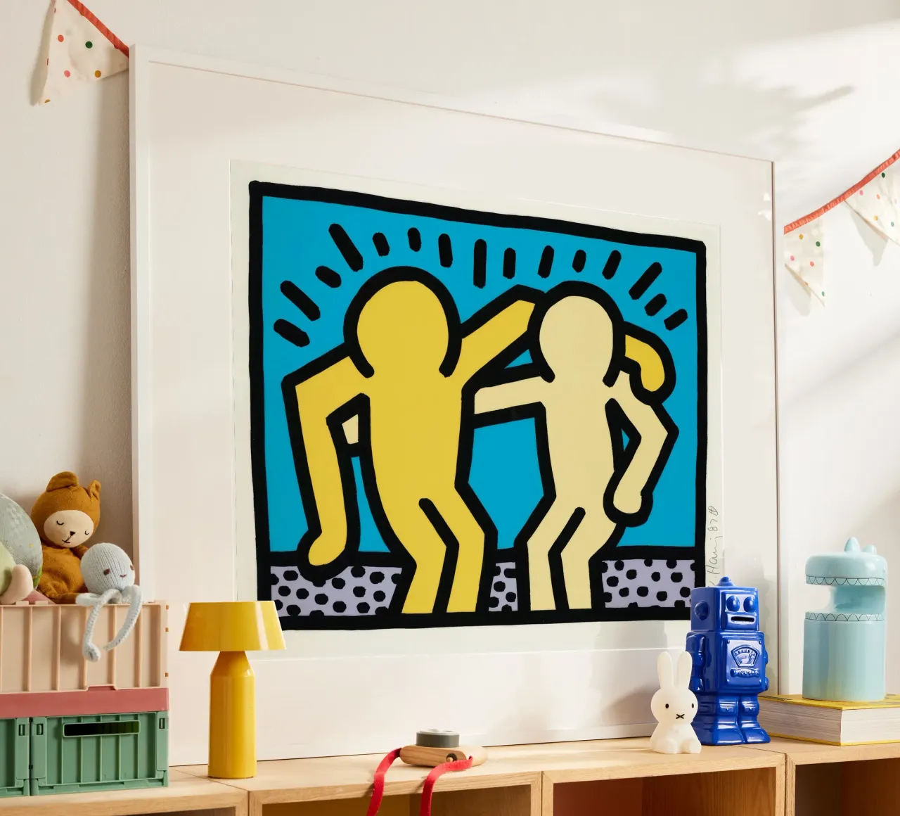 Keith Haring Pop Shop Amicizia Pop Art poster con telaio in plastica da ClubArt