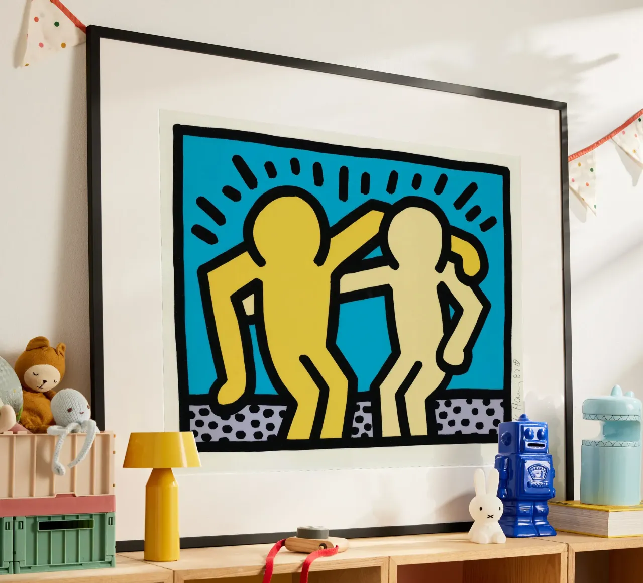 Keith Haring Pop Shop Amicizia Pop Art poster con telaio in plastica da ClubArt