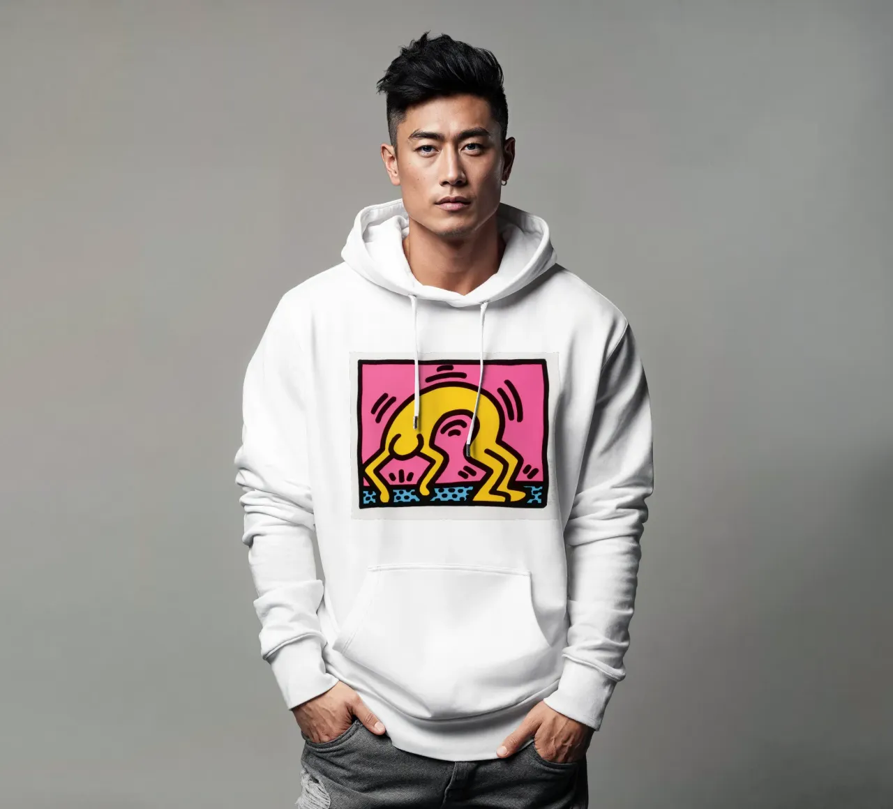 Stampa pop art di Keith Haring Pop Shop II felpa con cappuccio da ClubArt