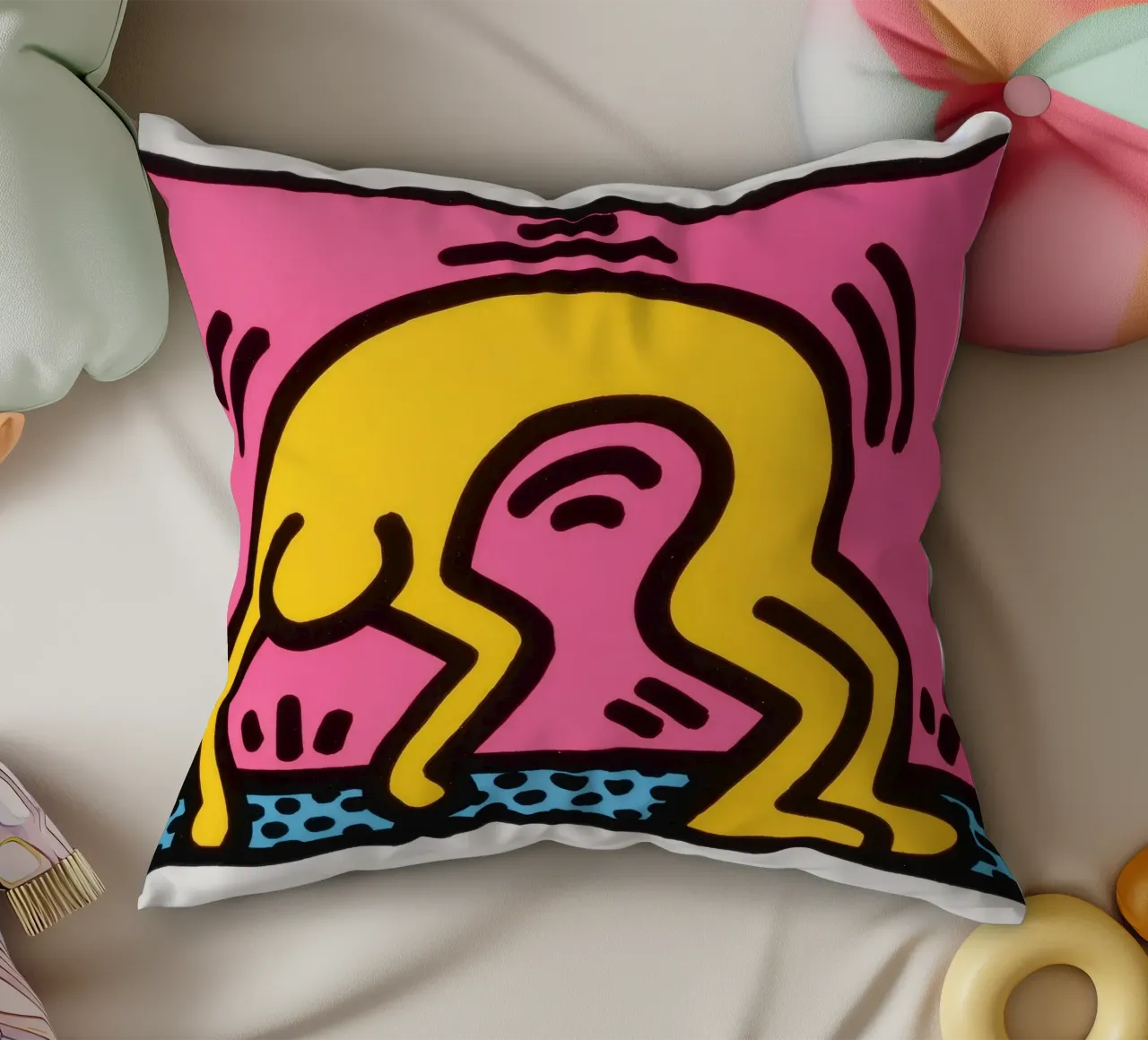 Stampa pop art di Keith Haring Pop Shop II cuscino da ClubArt