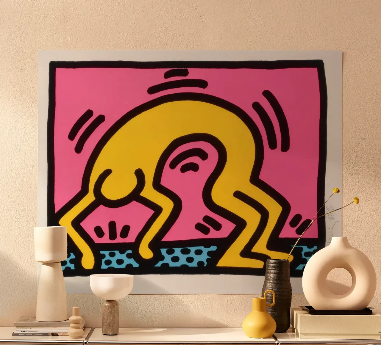 Stampa pop art di Keith Haring Pop Shop II poster con telaio in plastica da ClubArt