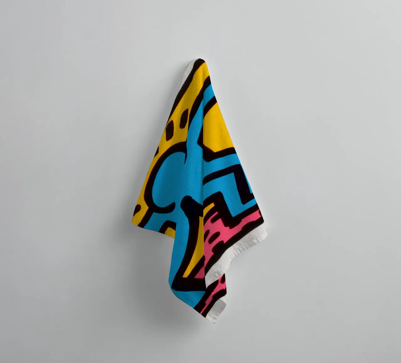 Keith Haring Popwinkel II Dansende Pop Art badhanddoek van ClubArt