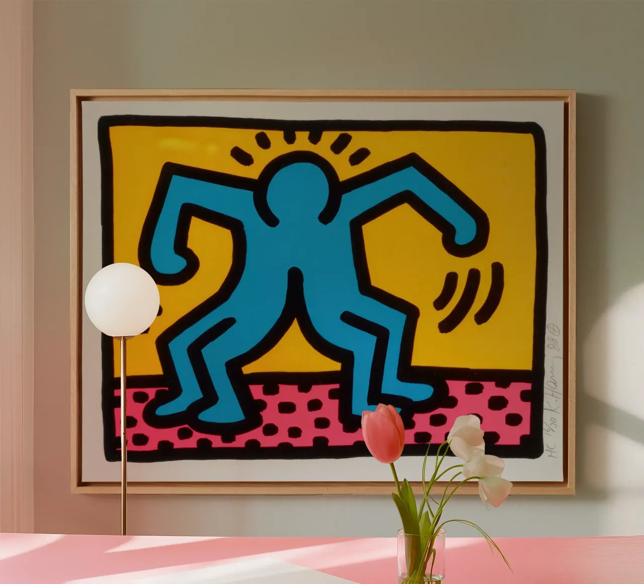Keith Haring Popwinkel II Dansende Pop Art canvas met Baklijst van ClubArt