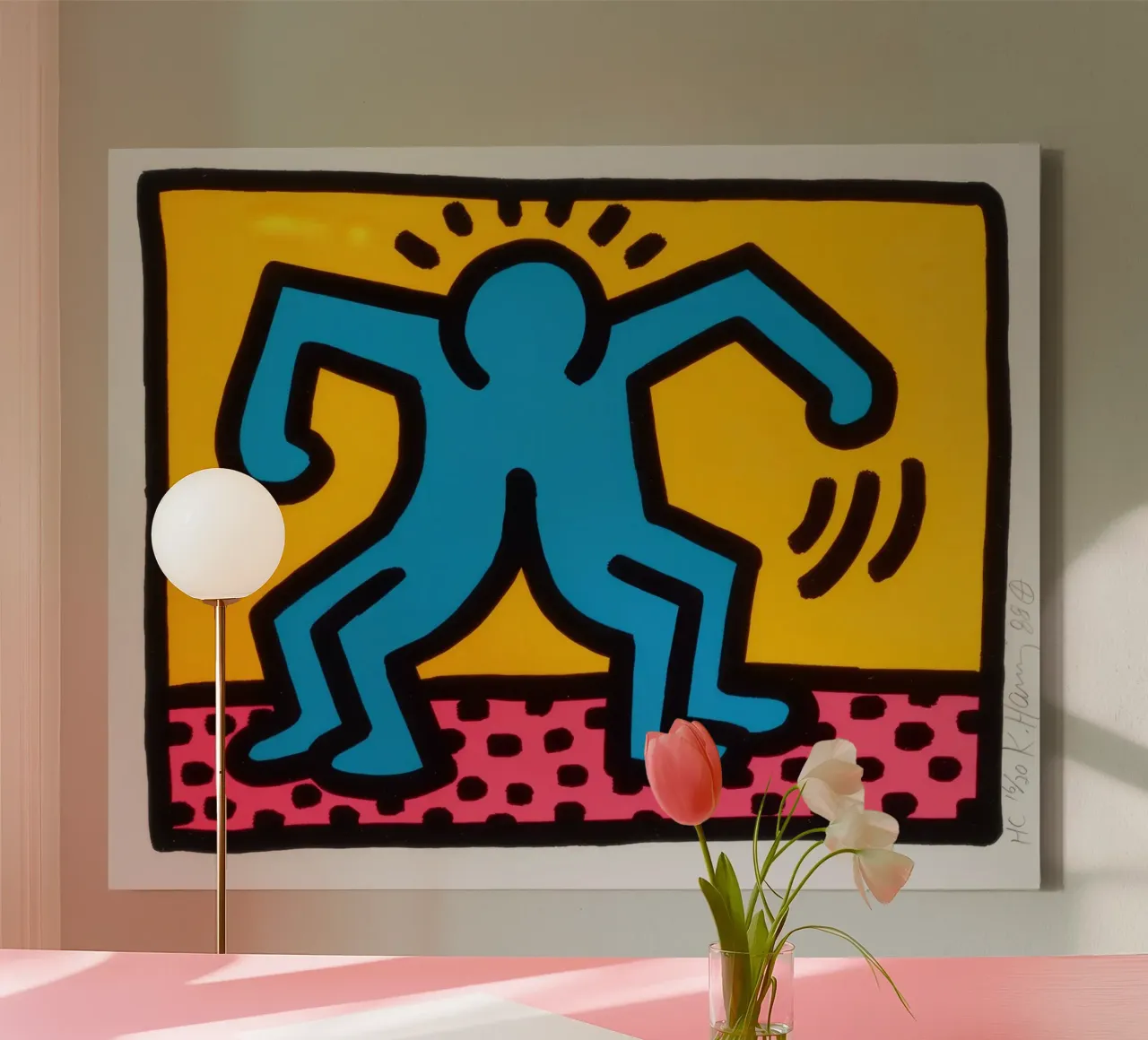 Keith Haring Popwinkel II Dansende Pop Art canvas met Baklijst van ClubArt