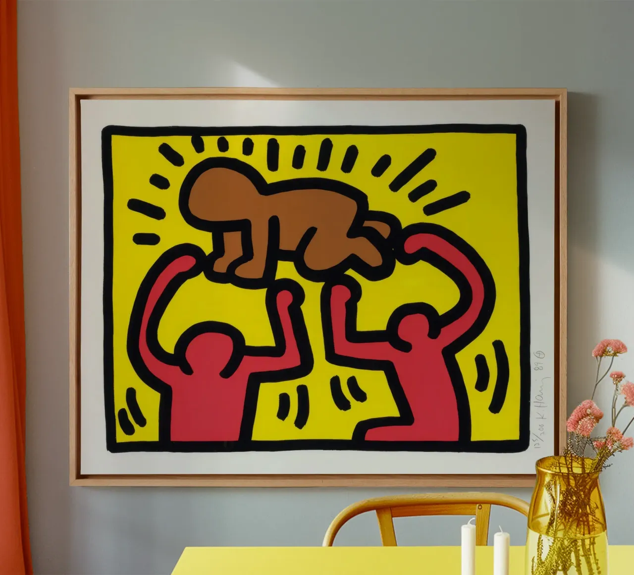 Keith Haring Pop Shop IV Poster bambino radioso tela con Cornice a cassetta da ClubArt