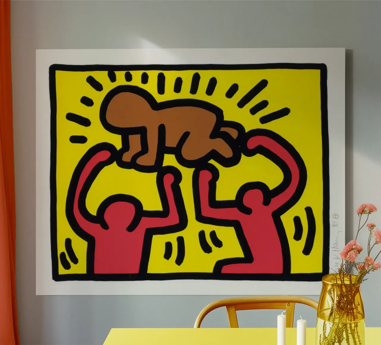 Keith Haring Pop Shop IV Poster bambino radioso tela con Cornice a cassetta da ClubArt