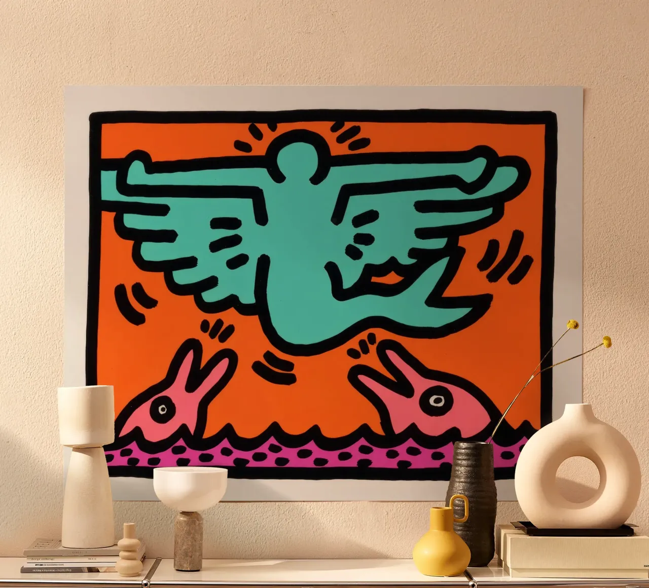 Keith Haring Pop Shop V Figura Volante Poster poster con telaio in plastica da ClubArt