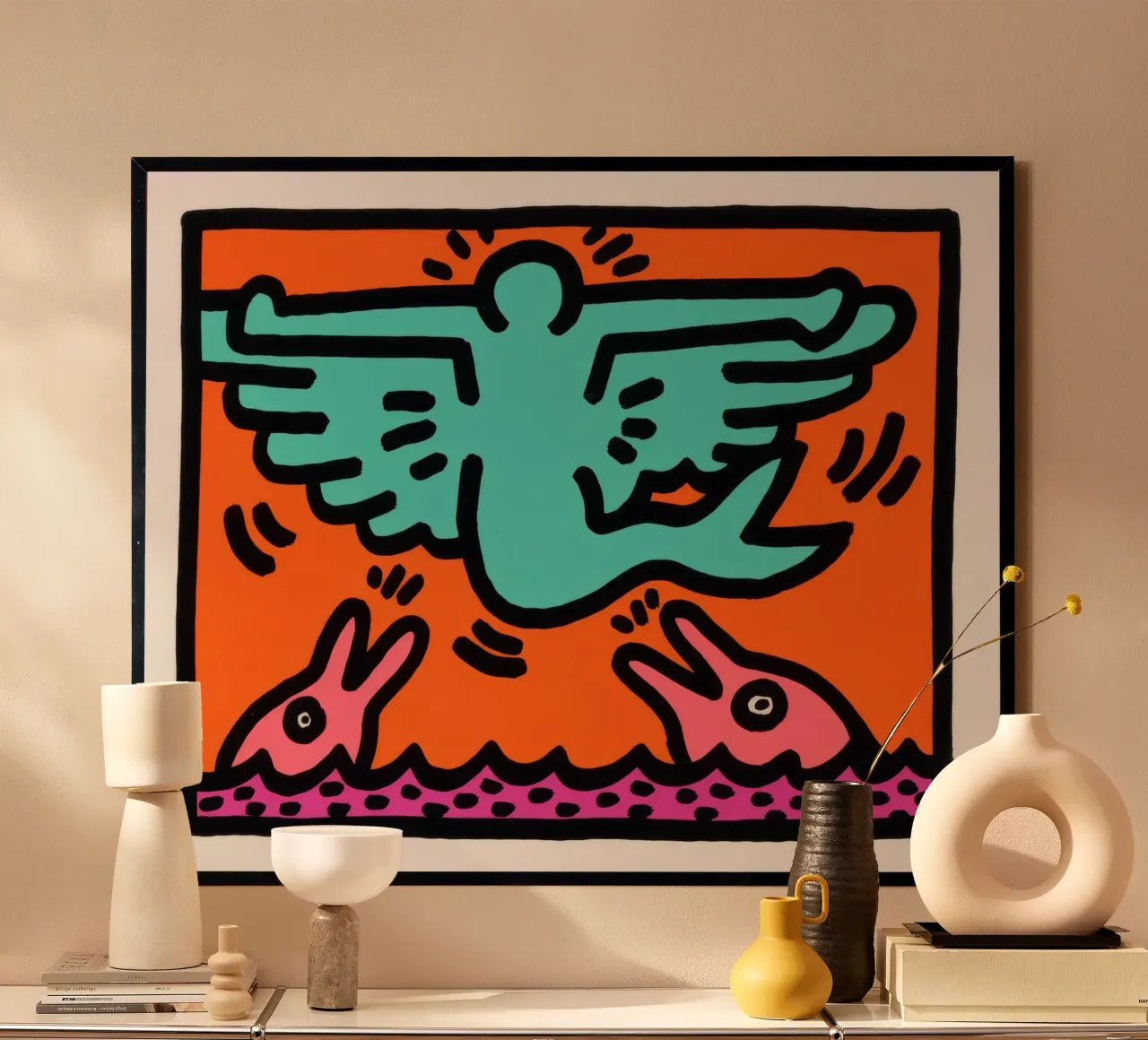 Keith Haring Pop Shop V Figura Volante Poster poster con telaio in plastica da ClubArt