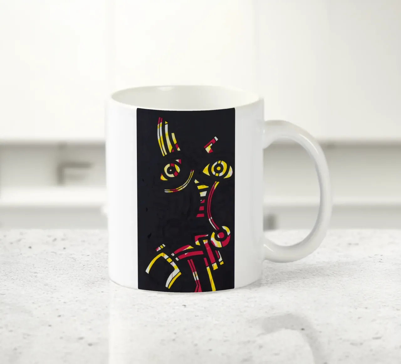 Keith Haring rood-geel-blauw abstracte print keramische mok van ClubArt