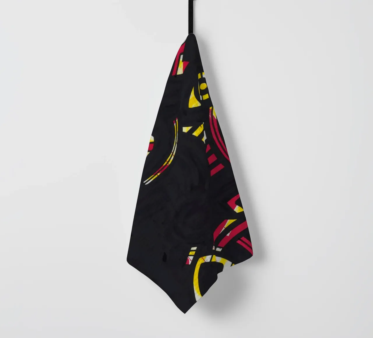 Keith Haring - Gravure abstraite rouge-jaune-bleu torchon de ClubArt