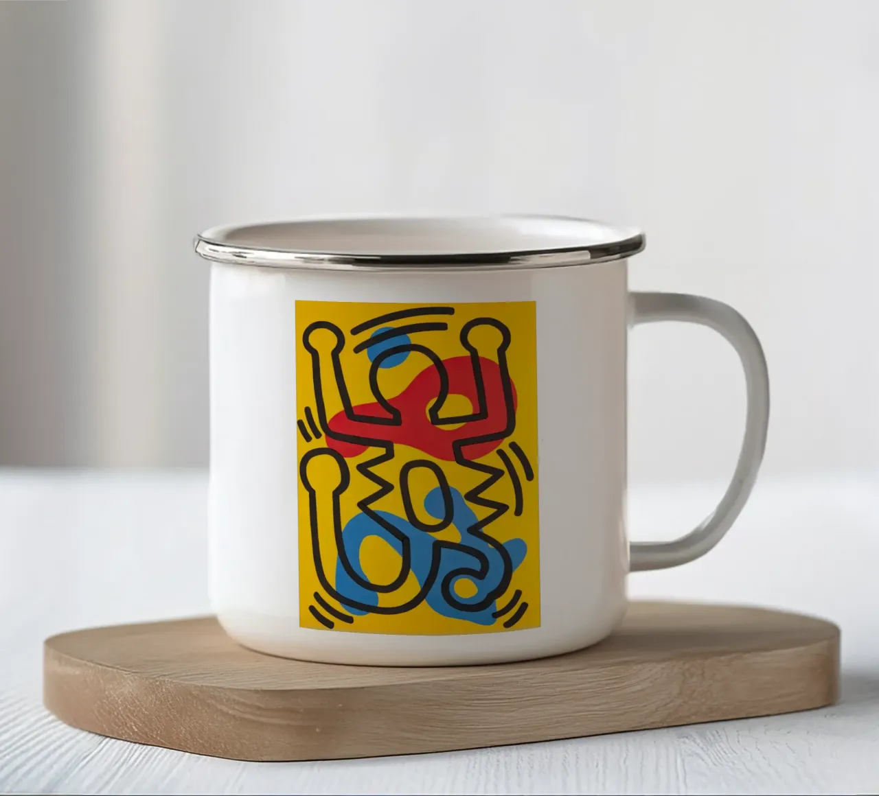 Keith Haring Zonder Titel Abstracte Pop Art emaille mok van ClubArt