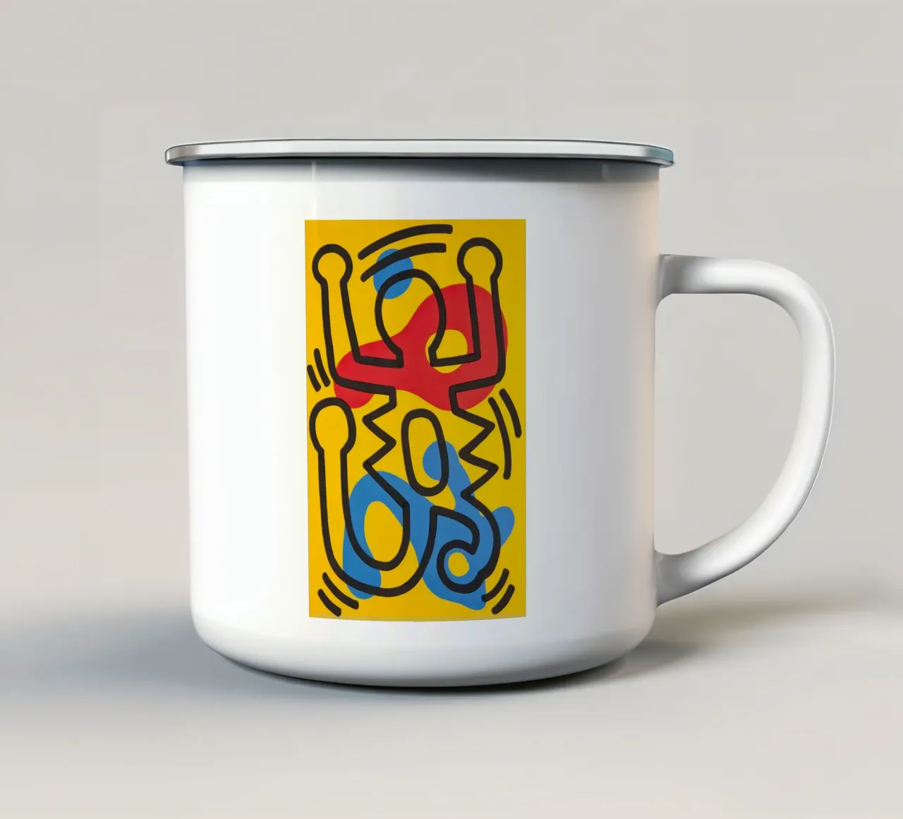 Keith Haring Zonder Titel Abstracte Pop Art emaille mok van ClubArt