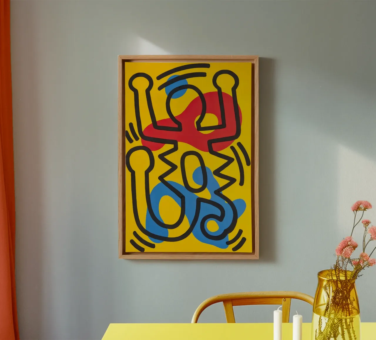 Keith Haring Untitled Abstract Pop Art canvas with Floater frame by ClubArt