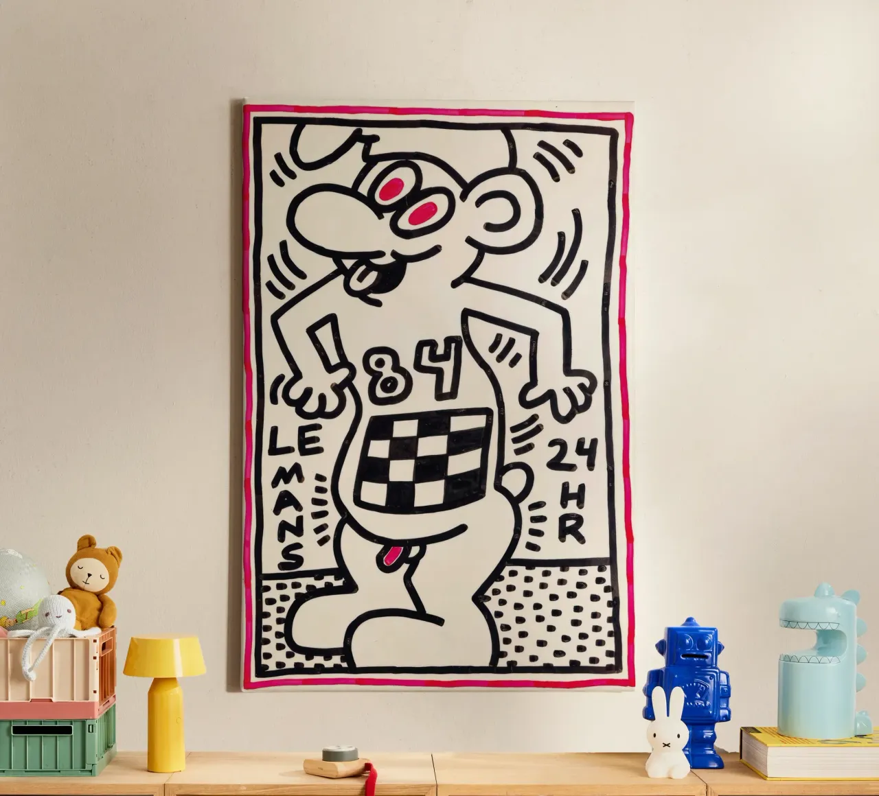 Keith Haring Le Mans 24h Pop Art Print canvas met Baklijst van ClubArt