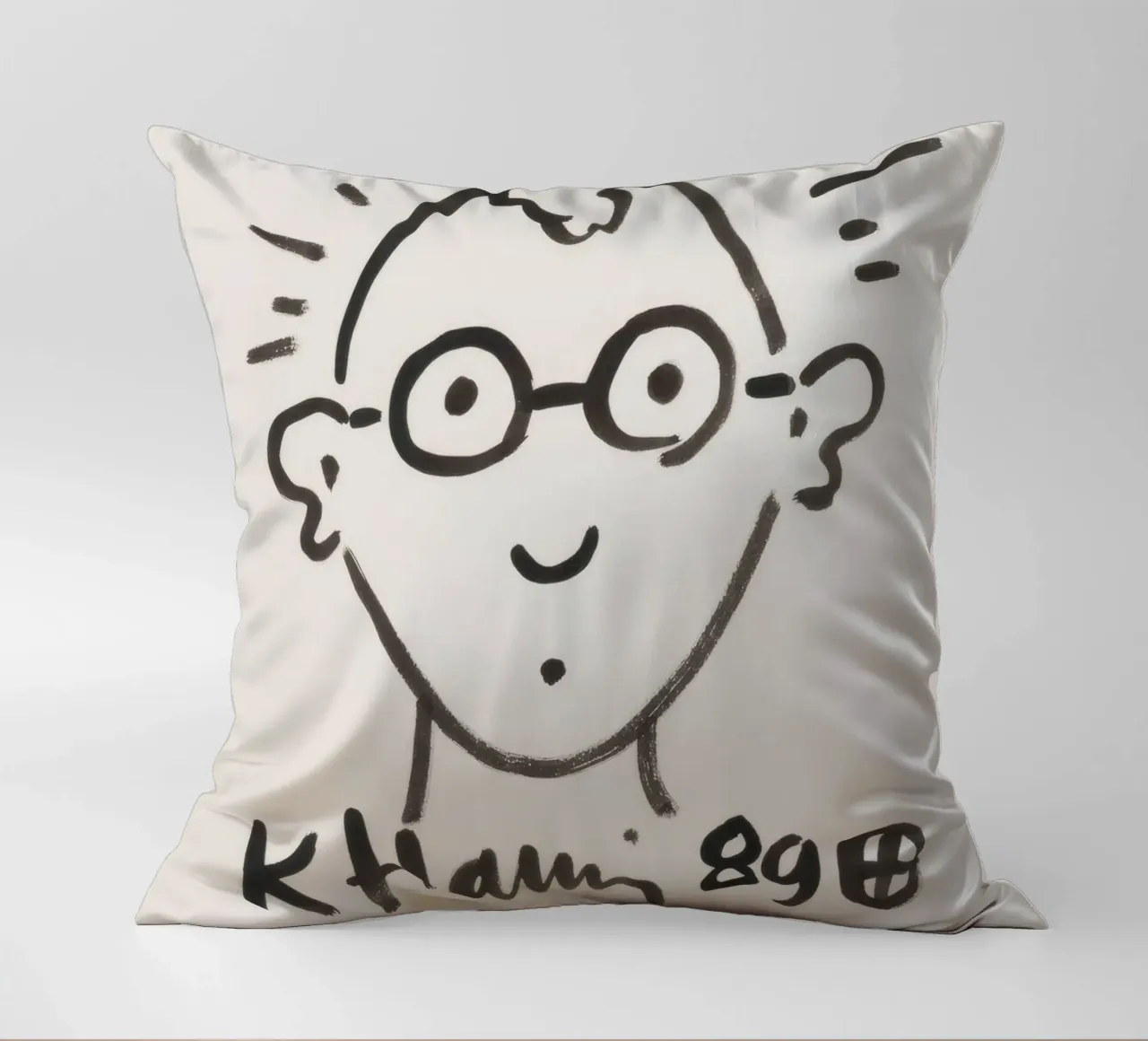 Keith Haring Self-Portrait Line Art Print decorative cushion by ClubArt