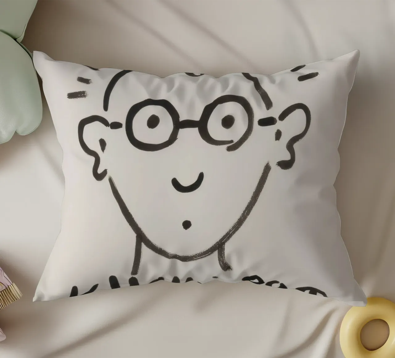 Keith Haring Self-Portrait Line Art Print decorative cushion by ClubArt