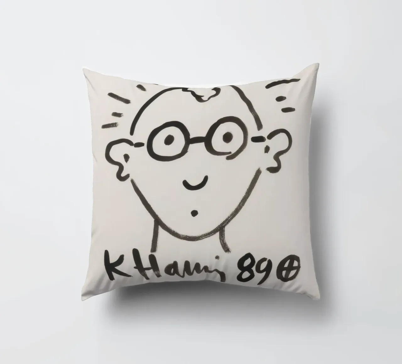 Keith Haring Self-Portrait Line Art Print decorative cushion by ClubArt
