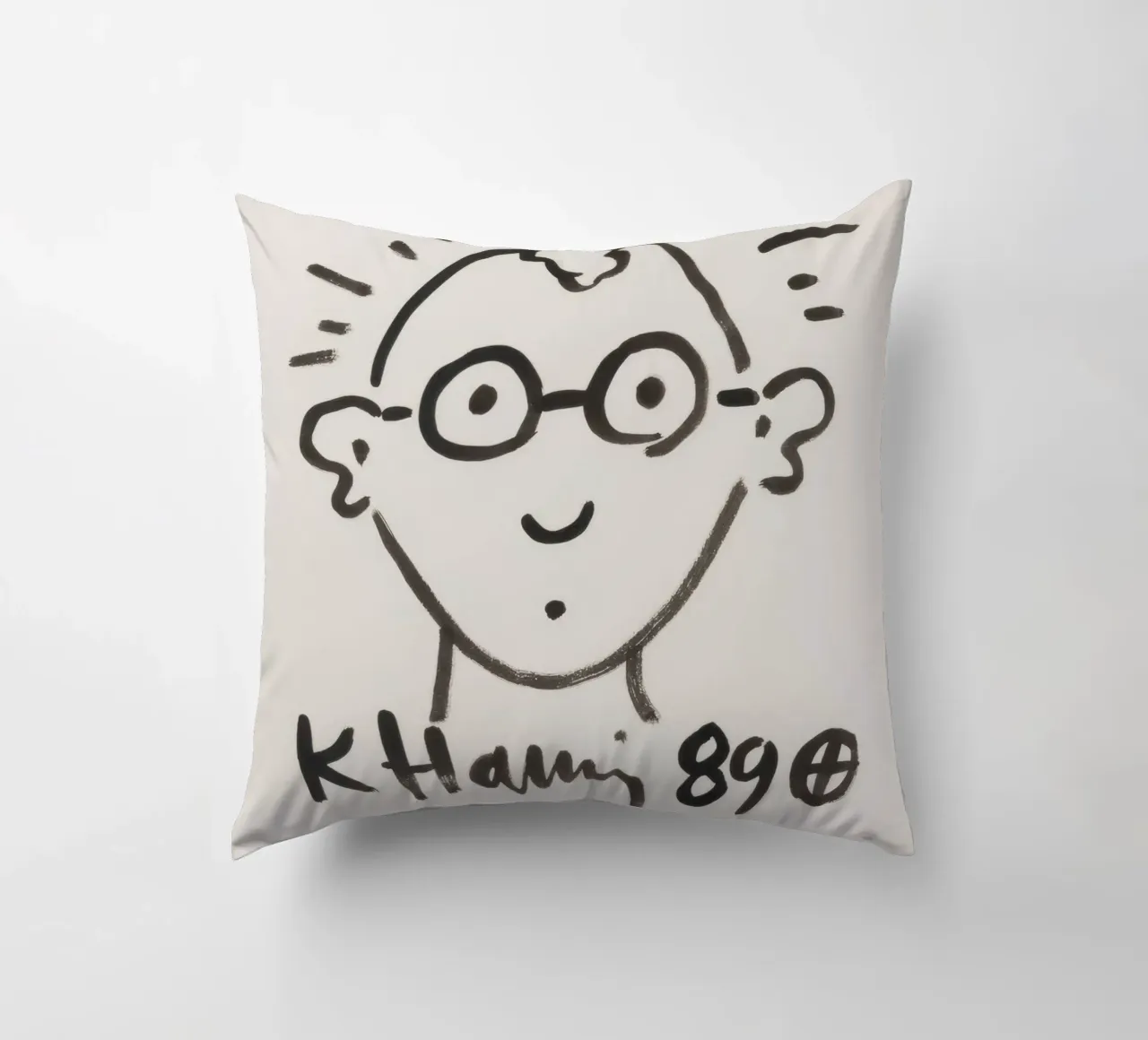 Keith Haring Self-Portrait Line Art Print decorative cushion by ClubArt