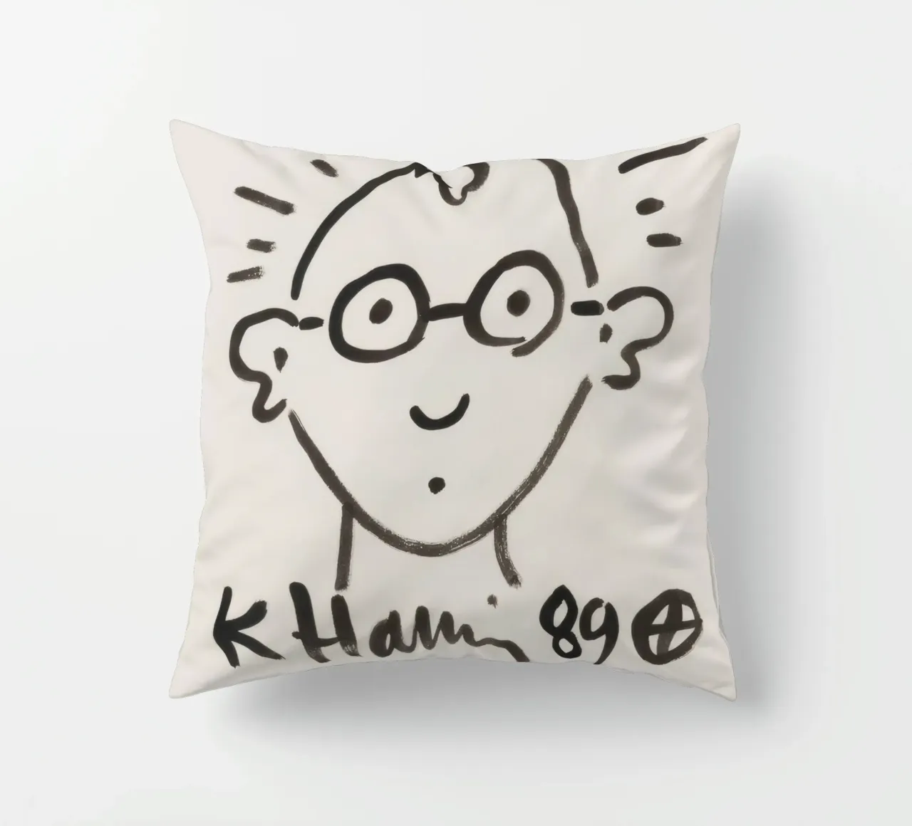 Keith Haring Self-Portrait Line Art Print decorative cushion by ClubArt
