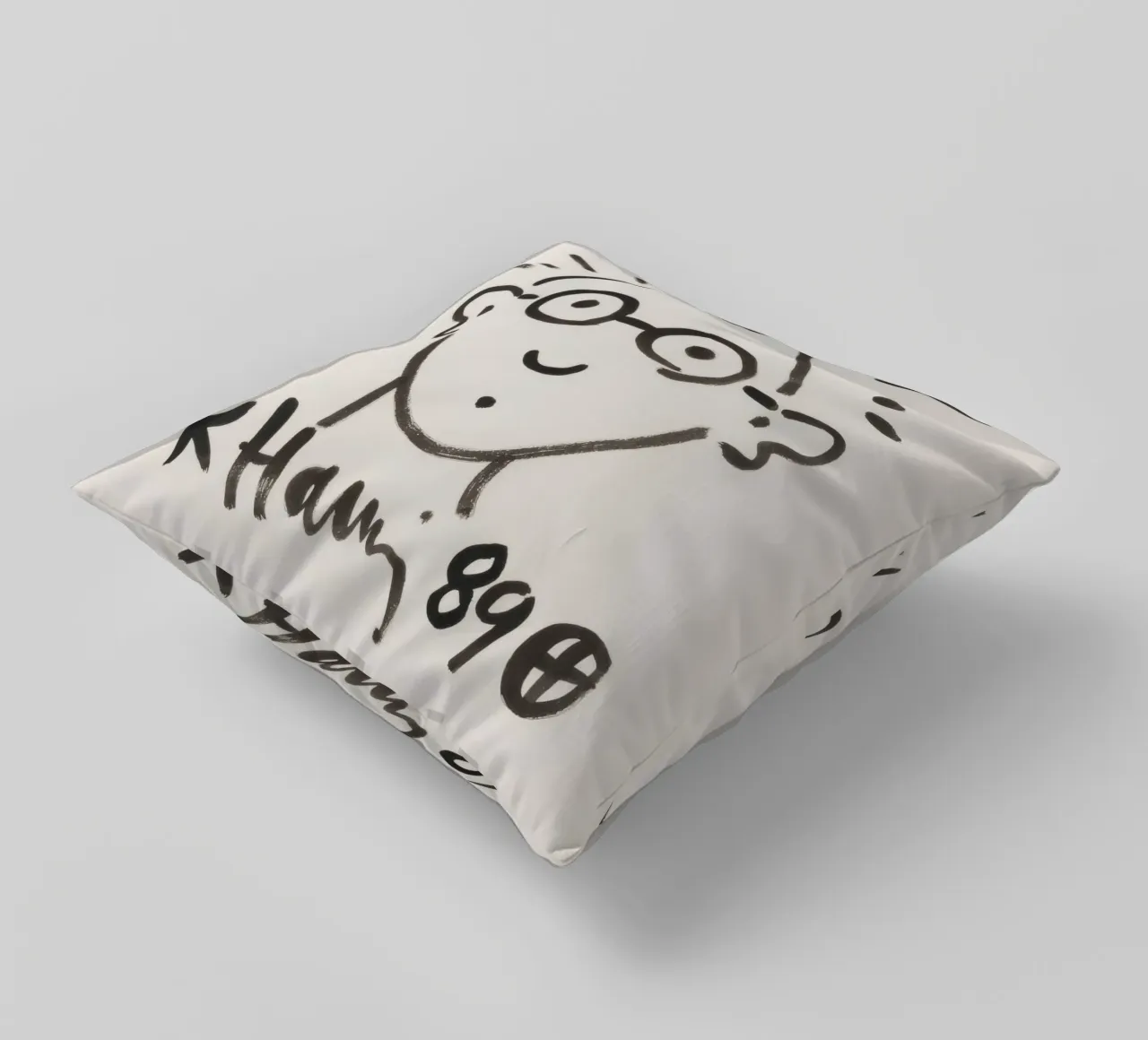 Keith Haring Self-Portrait Line Art Print decorative cushion by ClubArt