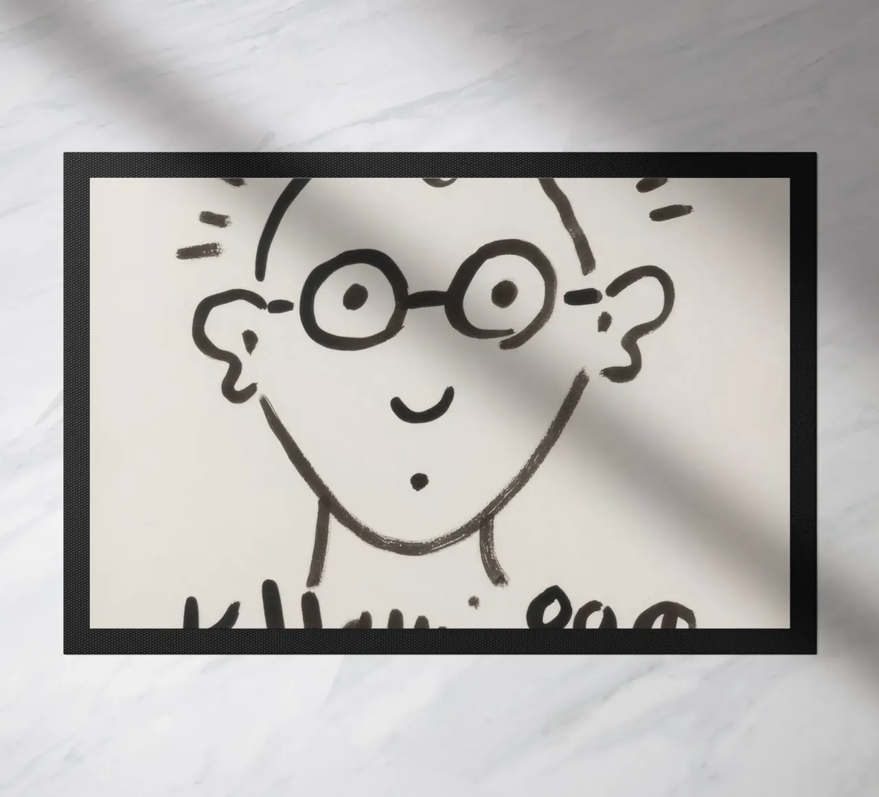 Keith Haring Self-Portrait Line Art Print doormat by ClubArt