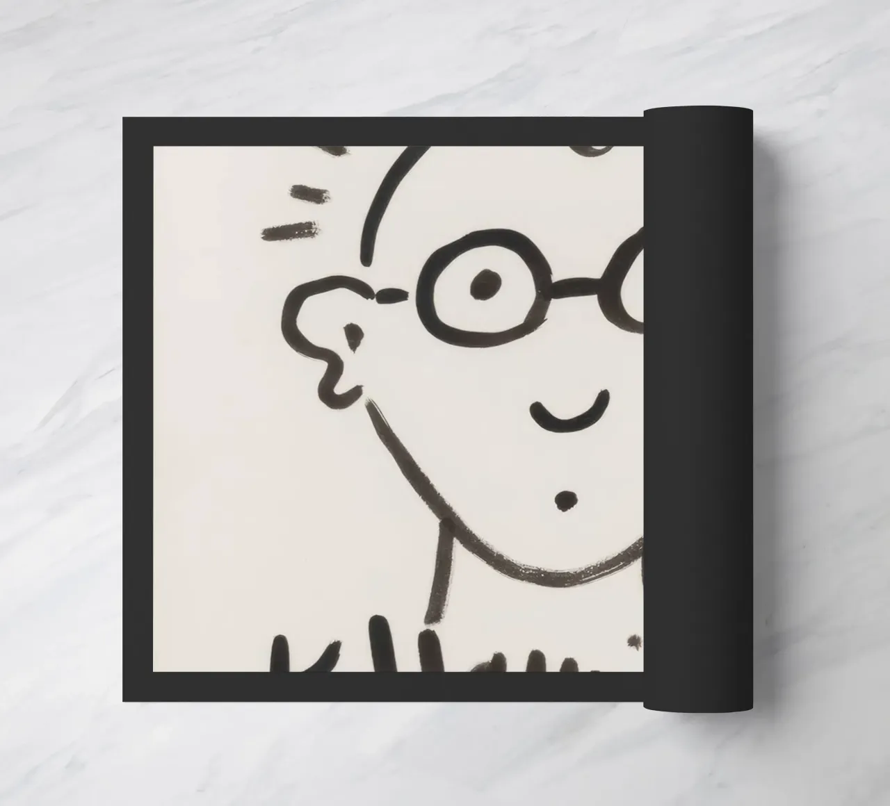 Keith Haring Self-Portrait Line Art Print doormat by ClubArt