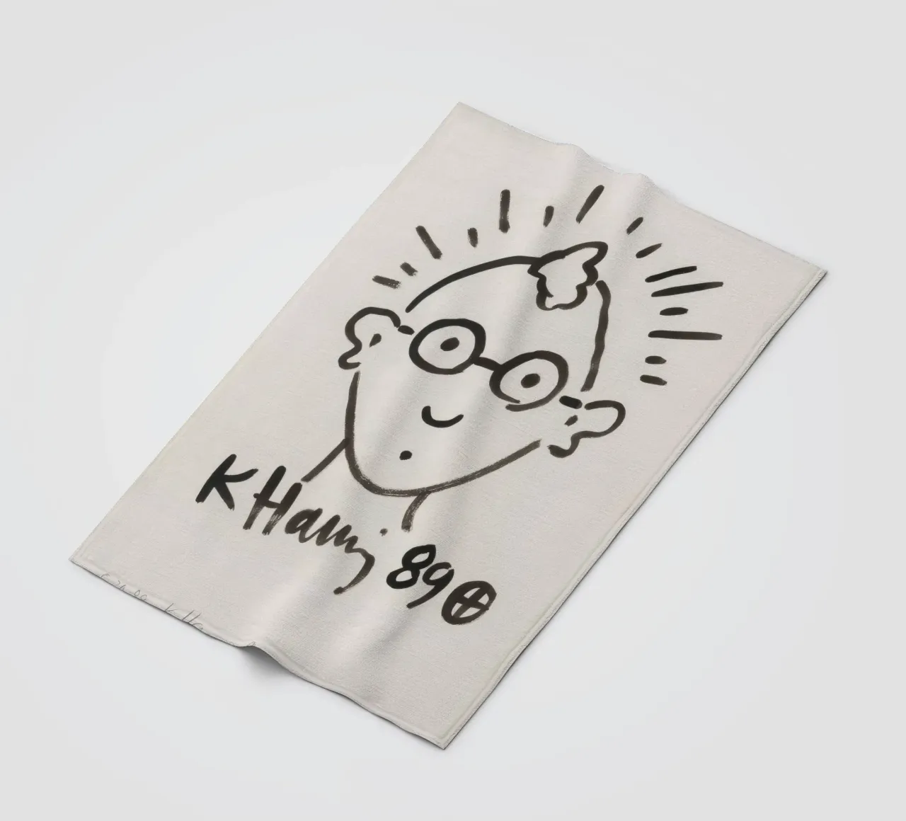 Keith Haring Self-Portrait Line Art Print fleece blanket by ClubArt