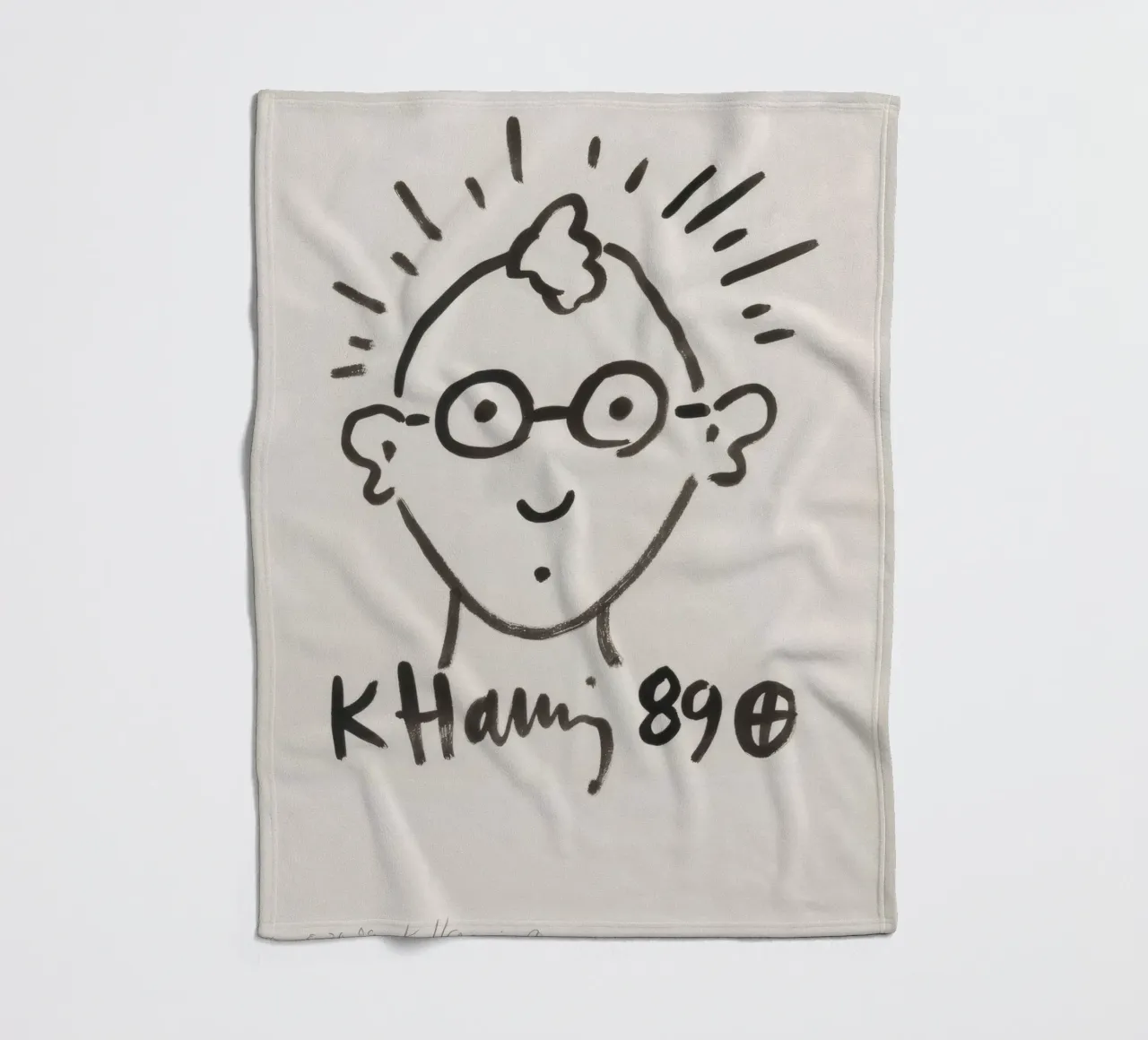 Keith Haring Self-Portrait Line Art Print fleece blanket by ClubArt