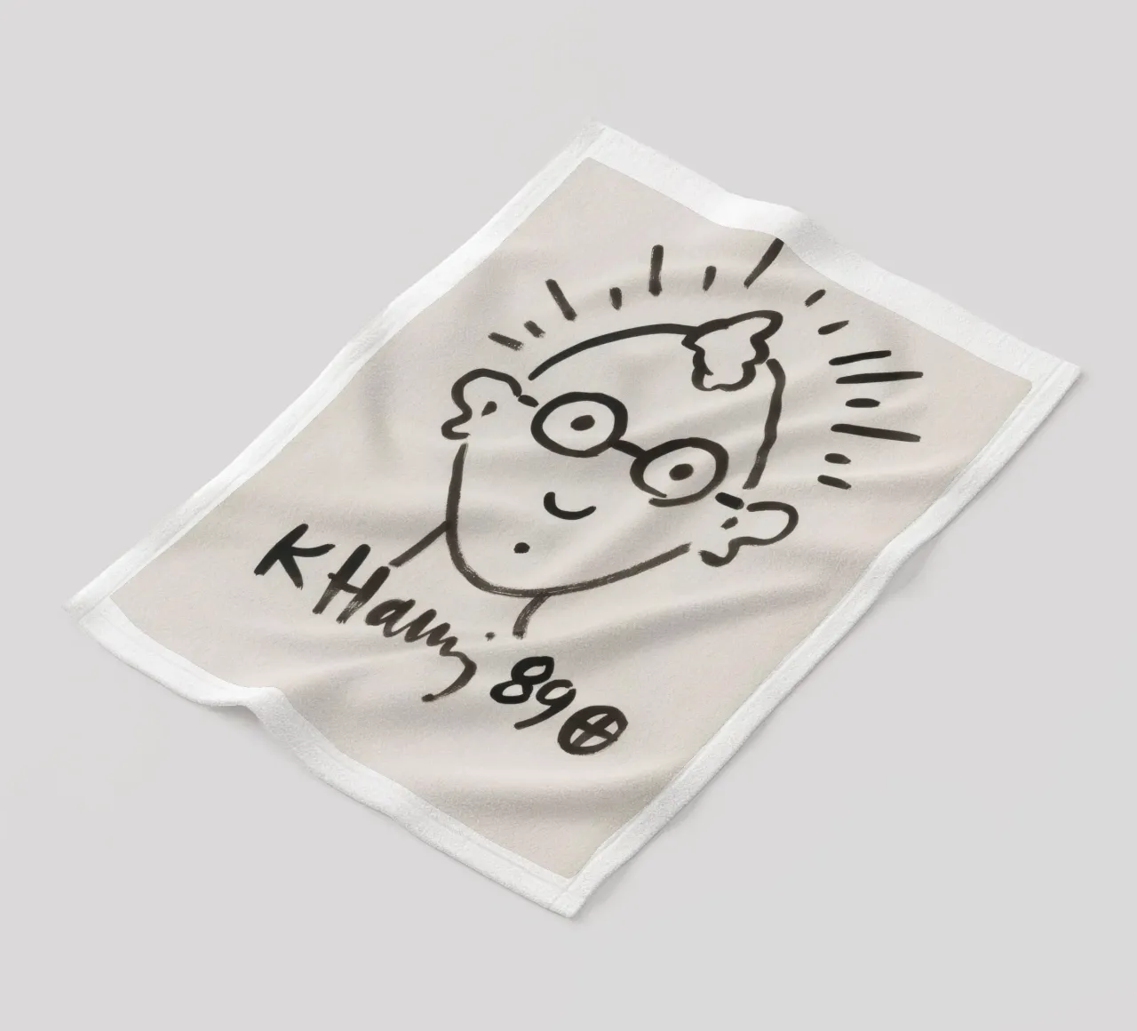 Keith Haring Self-Portrait Line Art Print fleece blanket by ClubArt