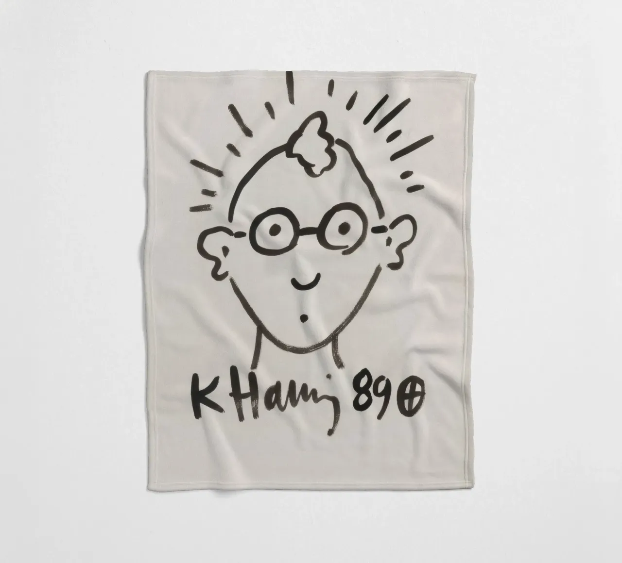 Keith Haring Self-Portrait Line Art Print fleece blanket by ClubArt