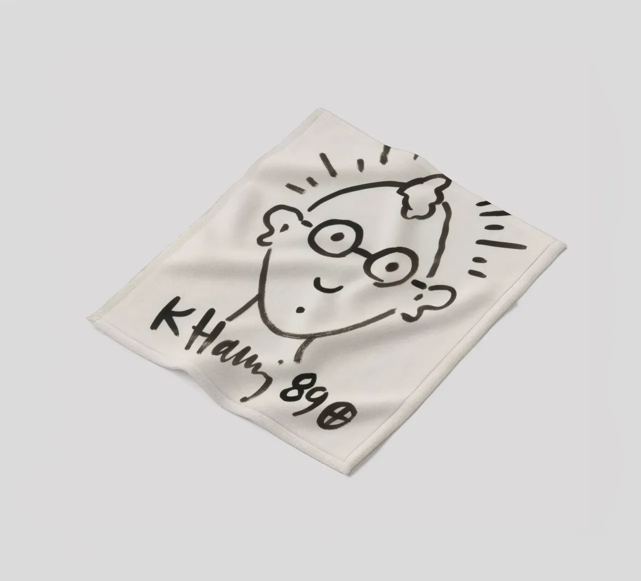 Keith Haring Self-Portrait Line Art Print fleece blanket by ClubArt