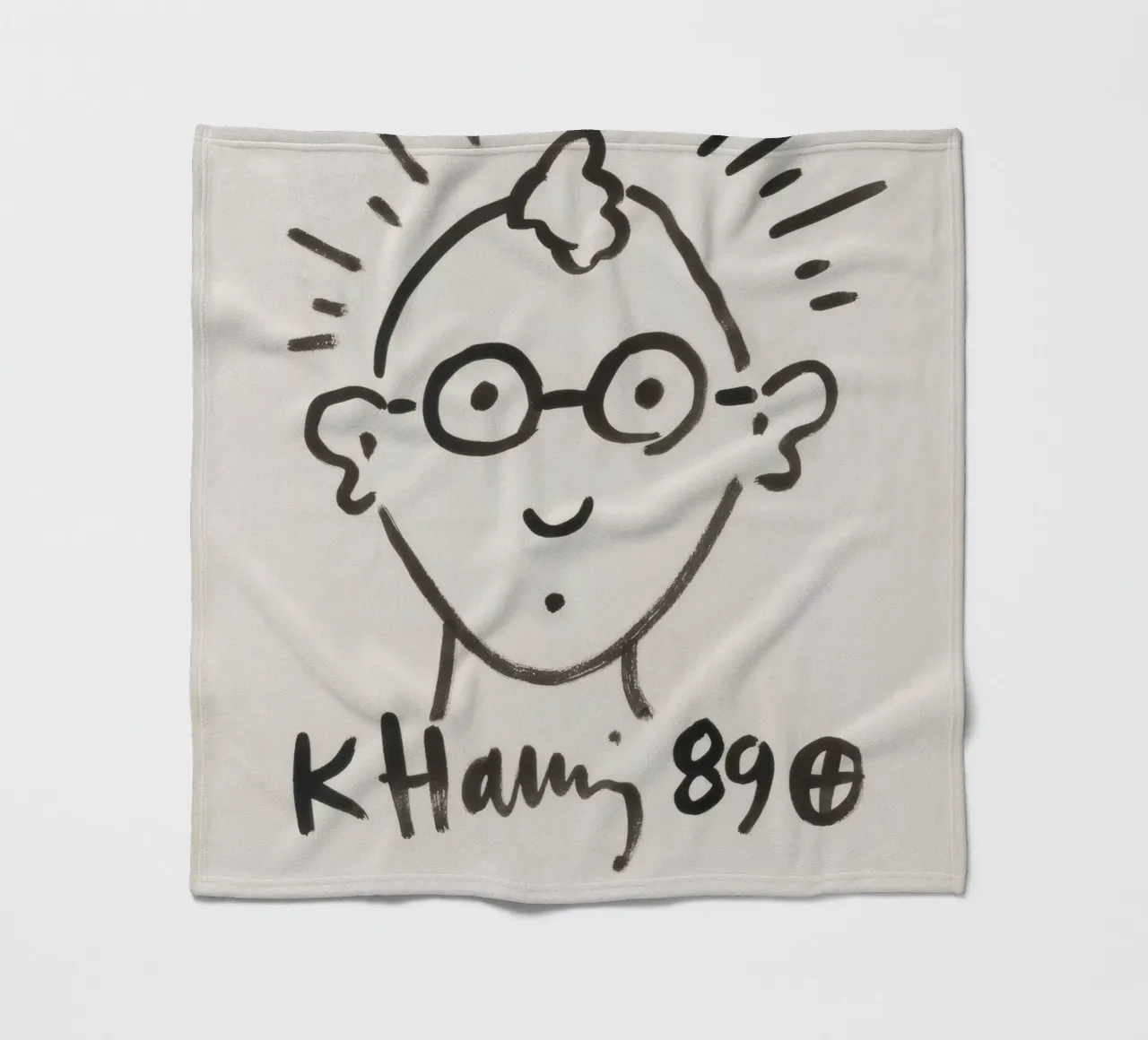 Keith Haring Self-Portrait Line Art Print fleece blanket by ClubArt