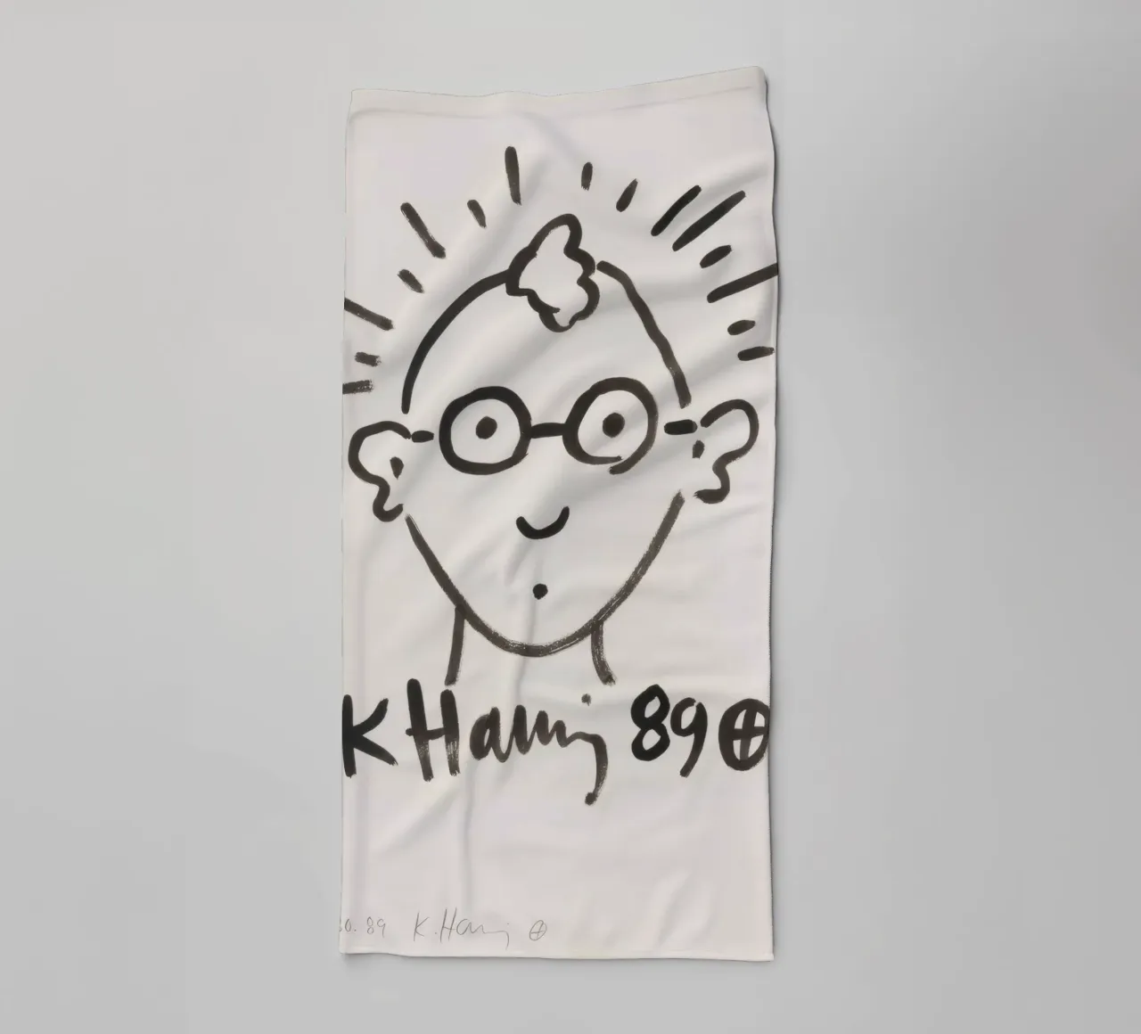 Keith Haring Self-Portrait Line Art Print towel by ClubArt