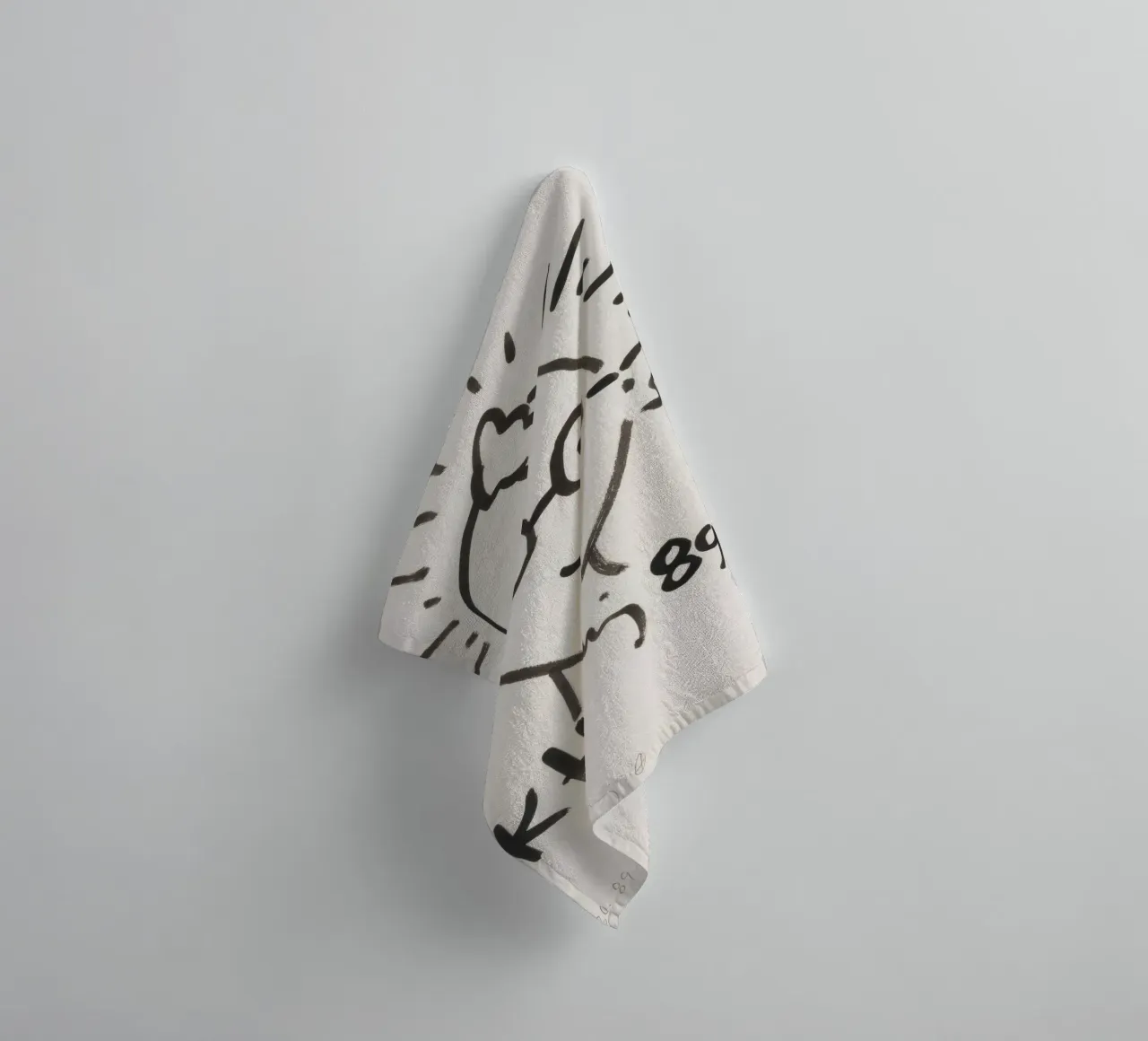 Keith Haring Self-Portrait Line Art Print towel by ClubArt