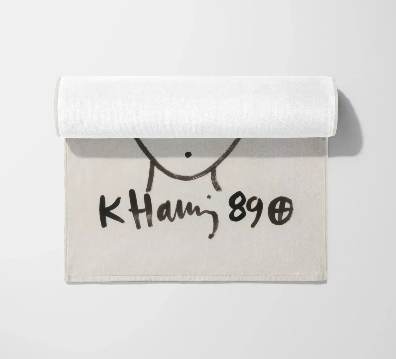 Keith Haring Self-Portrait Line Art Print beach towel by ClubArt