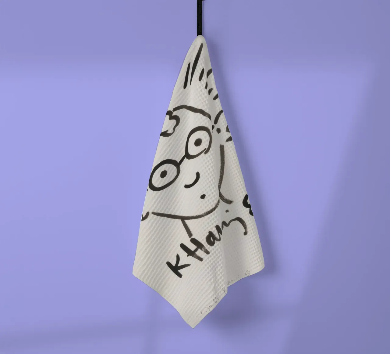 Keith Haring Self-Portrait Line Art Print tea towel by ClubArt