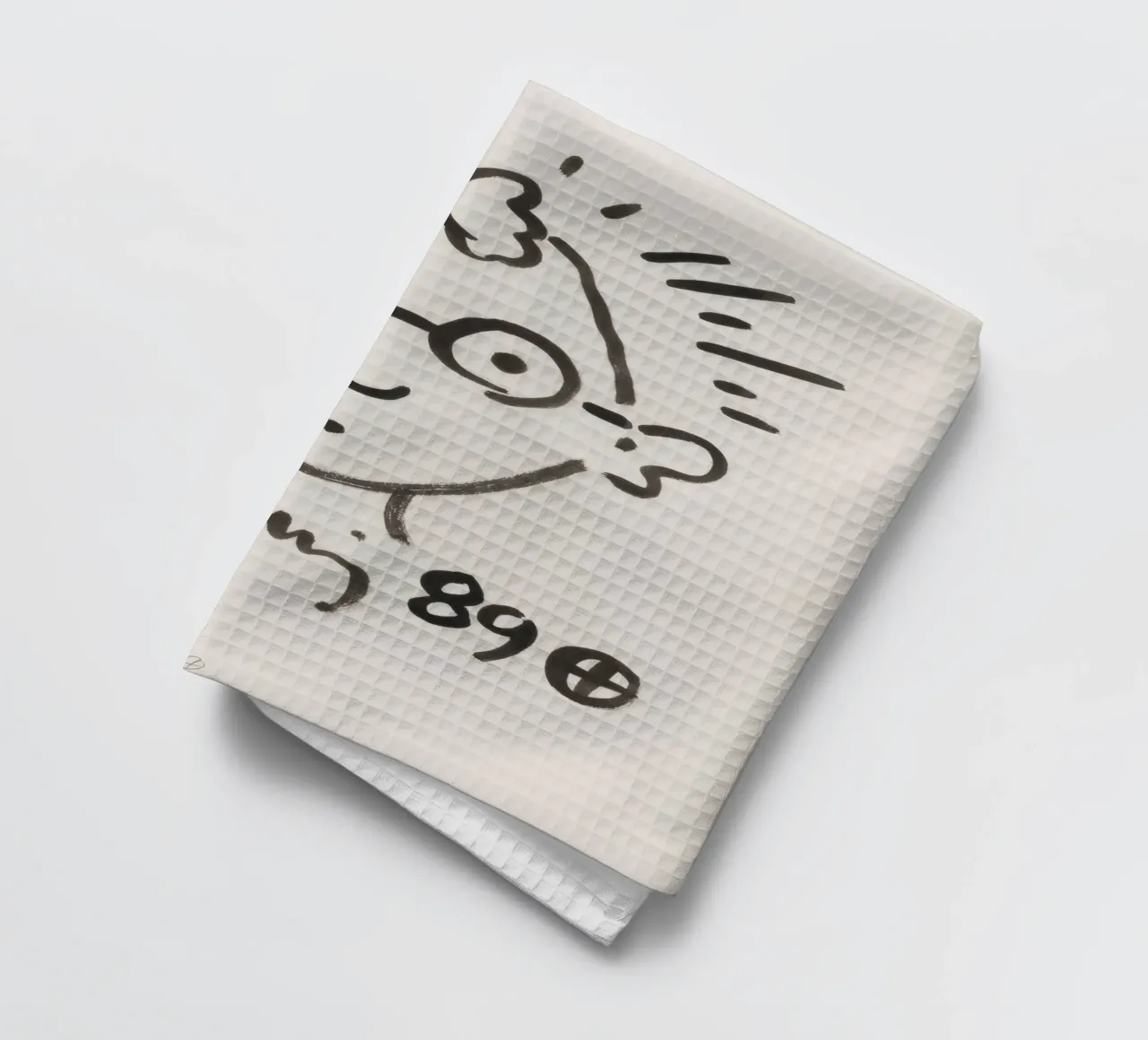Keith Haring Self-Portrait Line Art Print tea towel by ClubArt