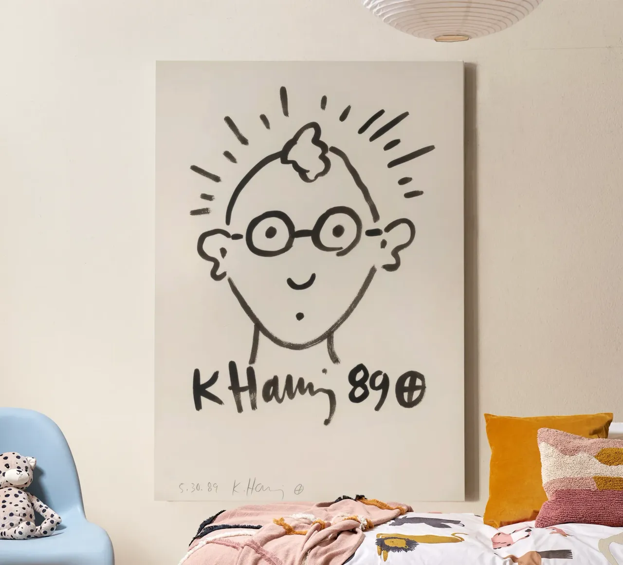 Keith Haring Self-Portrait Line Art Print canvas by ClubArt