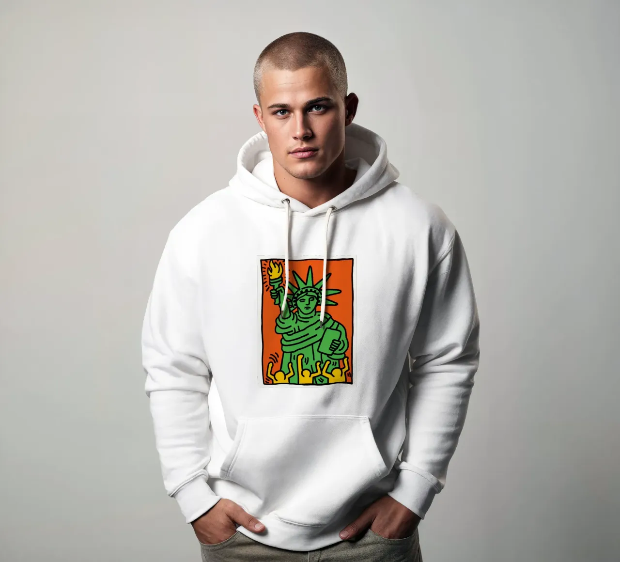 Keith Haring Statua della Libertà Pop Art felpa con cappuccio da ClubArt