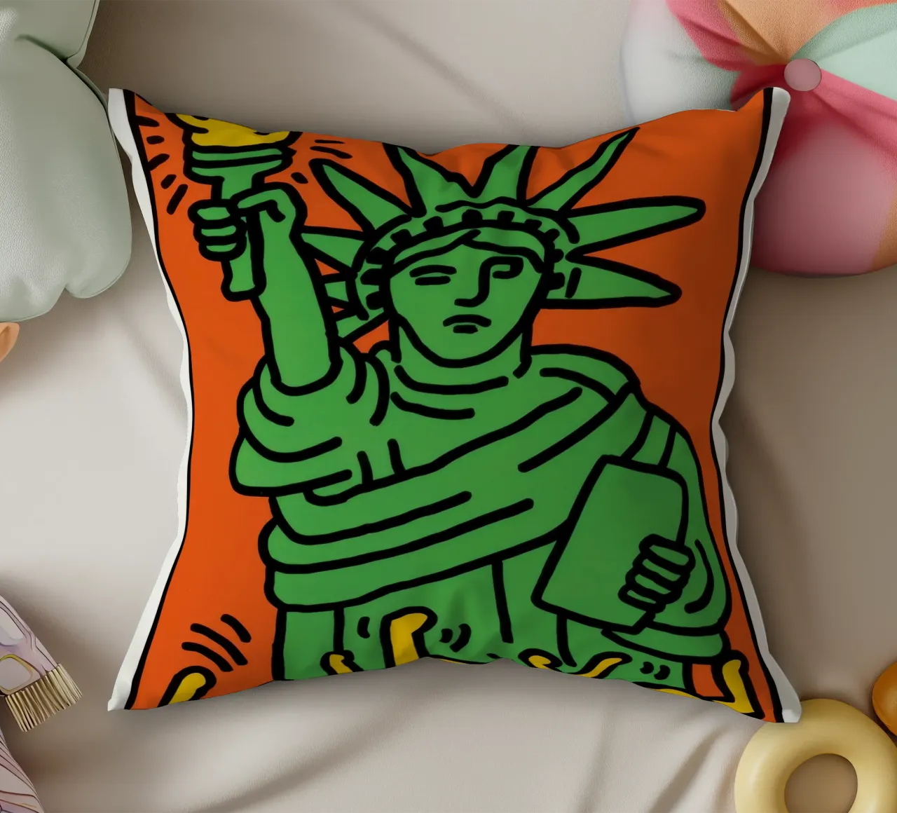 Keith Haring Statua della Libertà Pop Art cuscino da ClubArt