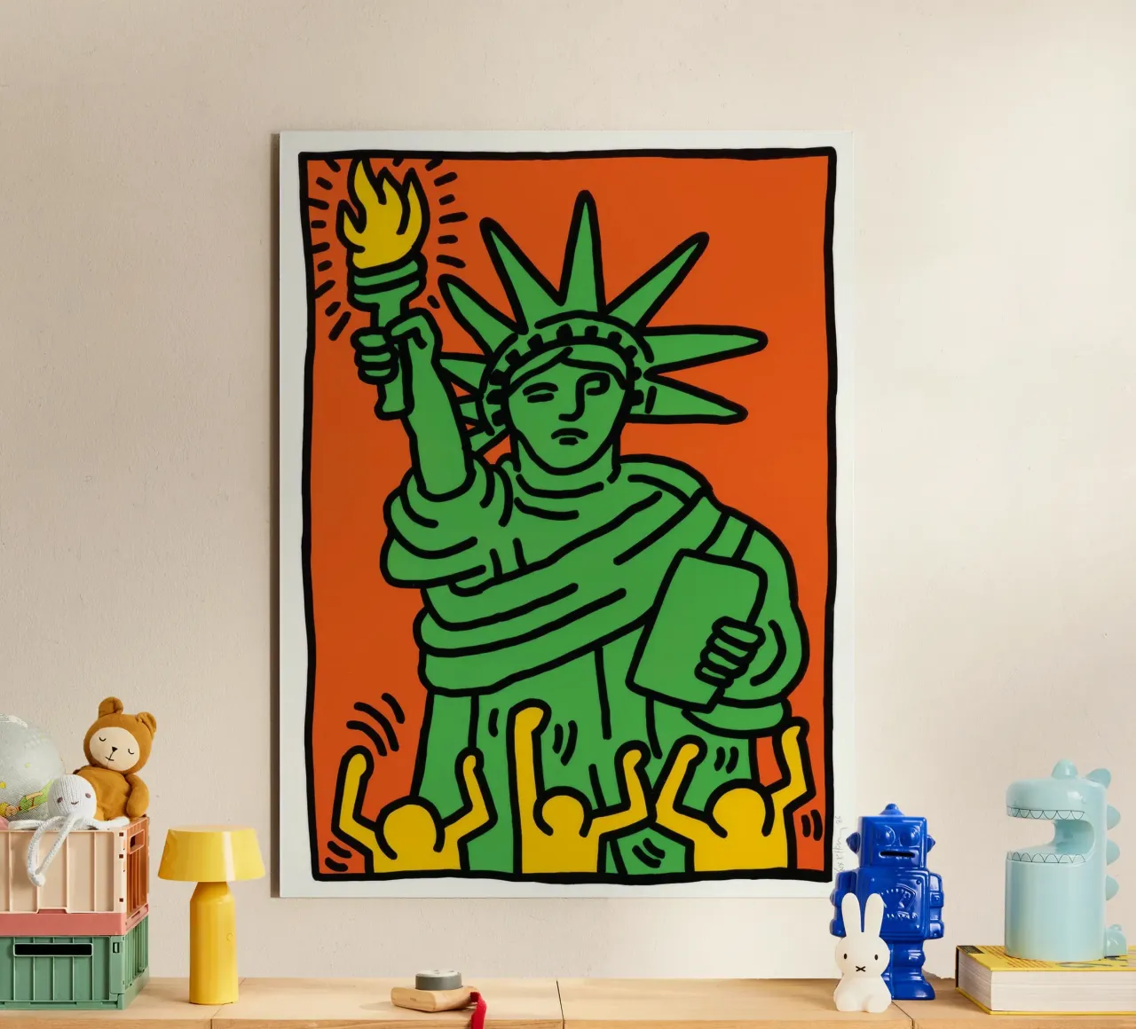 Keith Haring Statua della Libertà Pop Art alluminio dibond da ClubArt