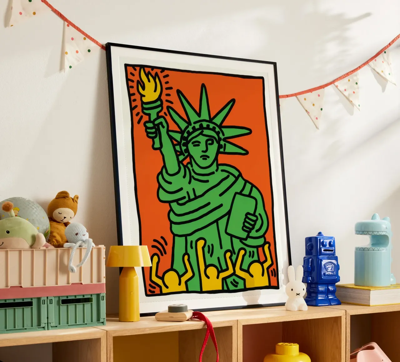 Keith Haring Statua della Libertà Pop Art poster con telaio in plastica da ClubArt