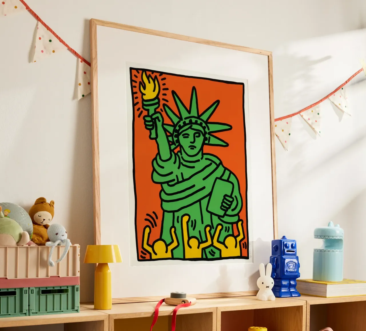 Keith Haring Statua della Libertà Pop Art poster con telaio in plastica da ClubArt