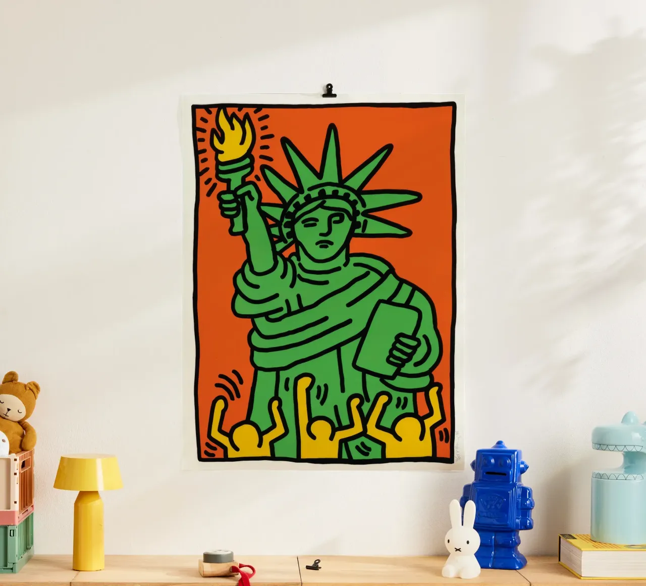 Keith Haring Statua della Libertà Pop Art poster con telaio in plastica da ClubArt