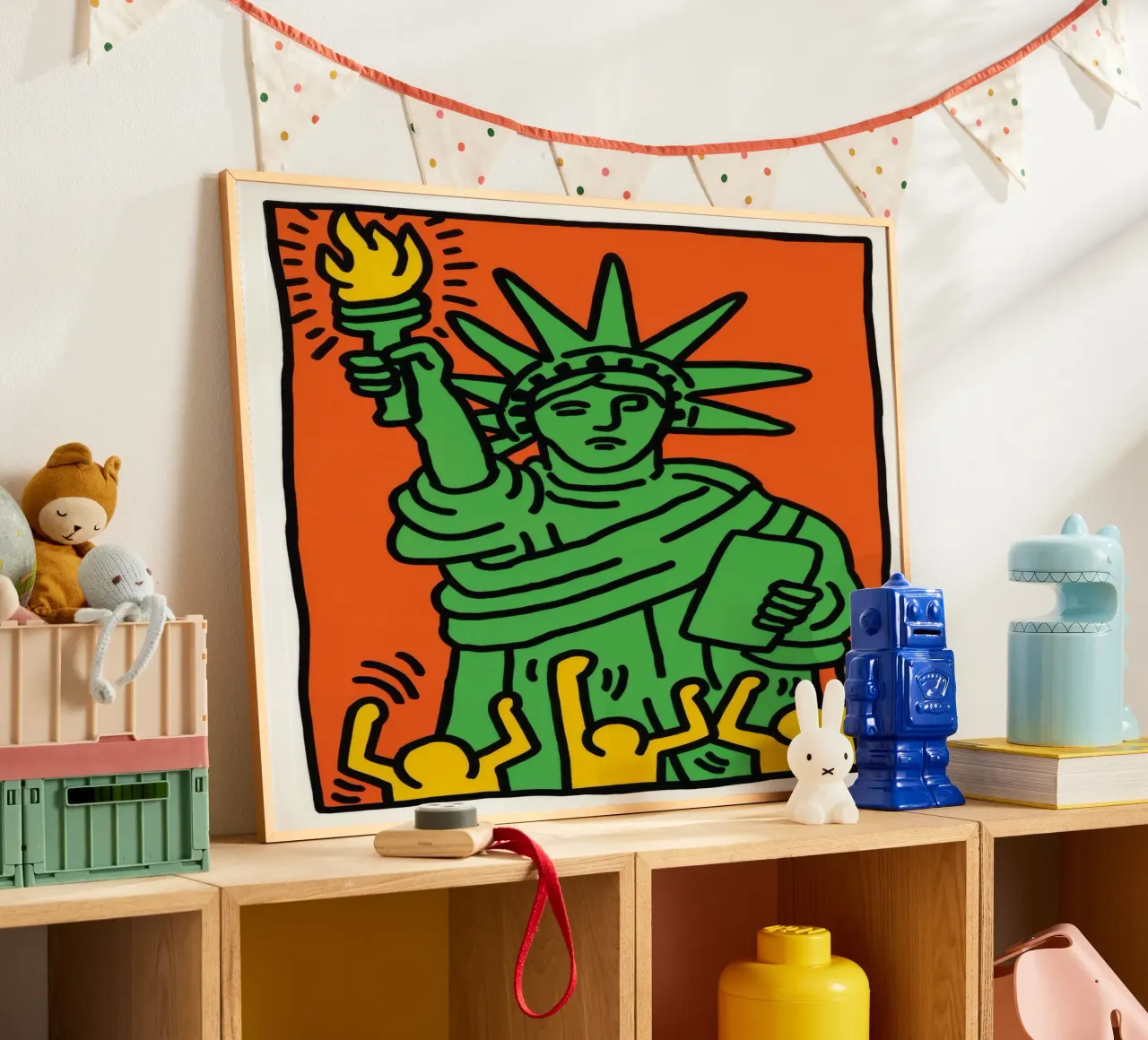 Keith Haring Statua della Libertà Pop Art poster con telaio in plastica da ClubArt