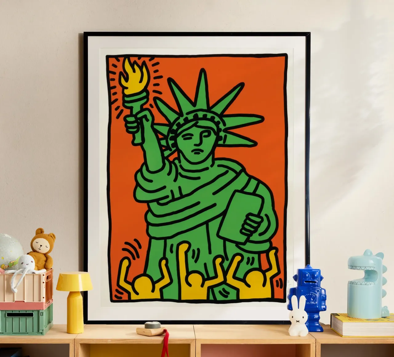 Keith Haring Statua della Libertà Pop Art poster con telaio in plastica da ClubArt