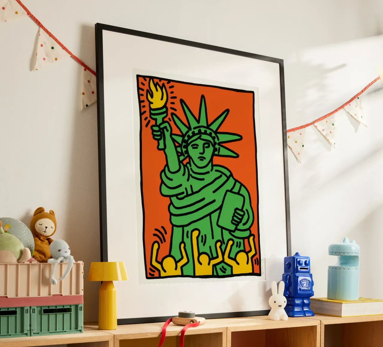 Keith Haring Statua della Libertà Pop Art poster con telaio in plastica da ClubArt