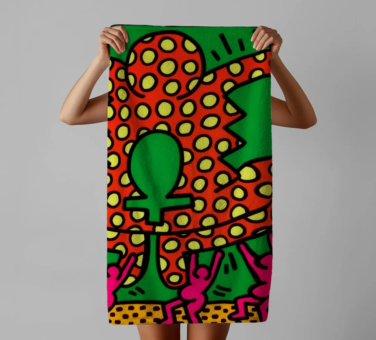 Keith Haring De vruchtbaarheidssuite Pop Art badhanddoek van ClubArt
