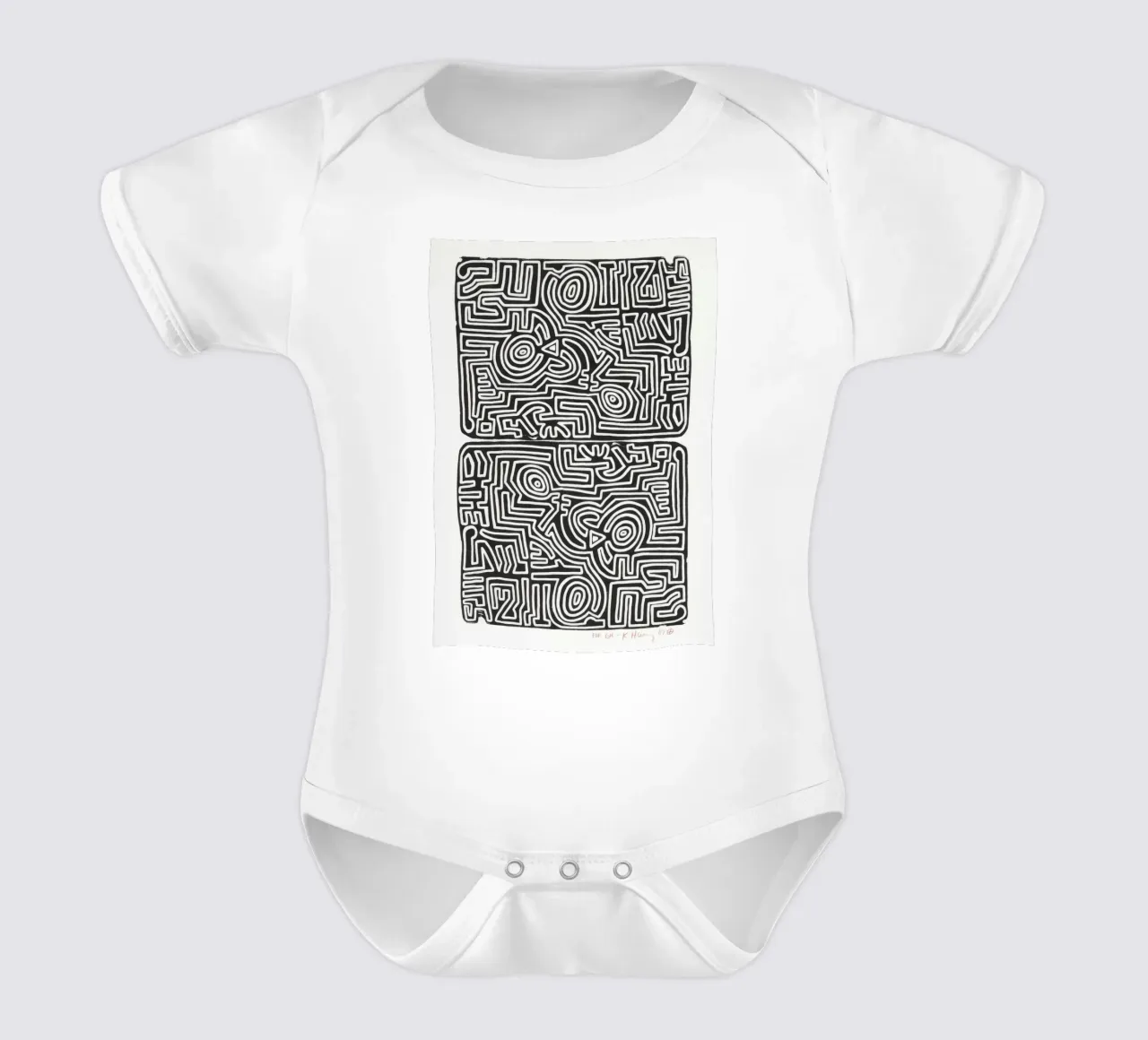 Keith Haring Het labyrint abstracte print babyrompertje korte mouwen van ClubArt