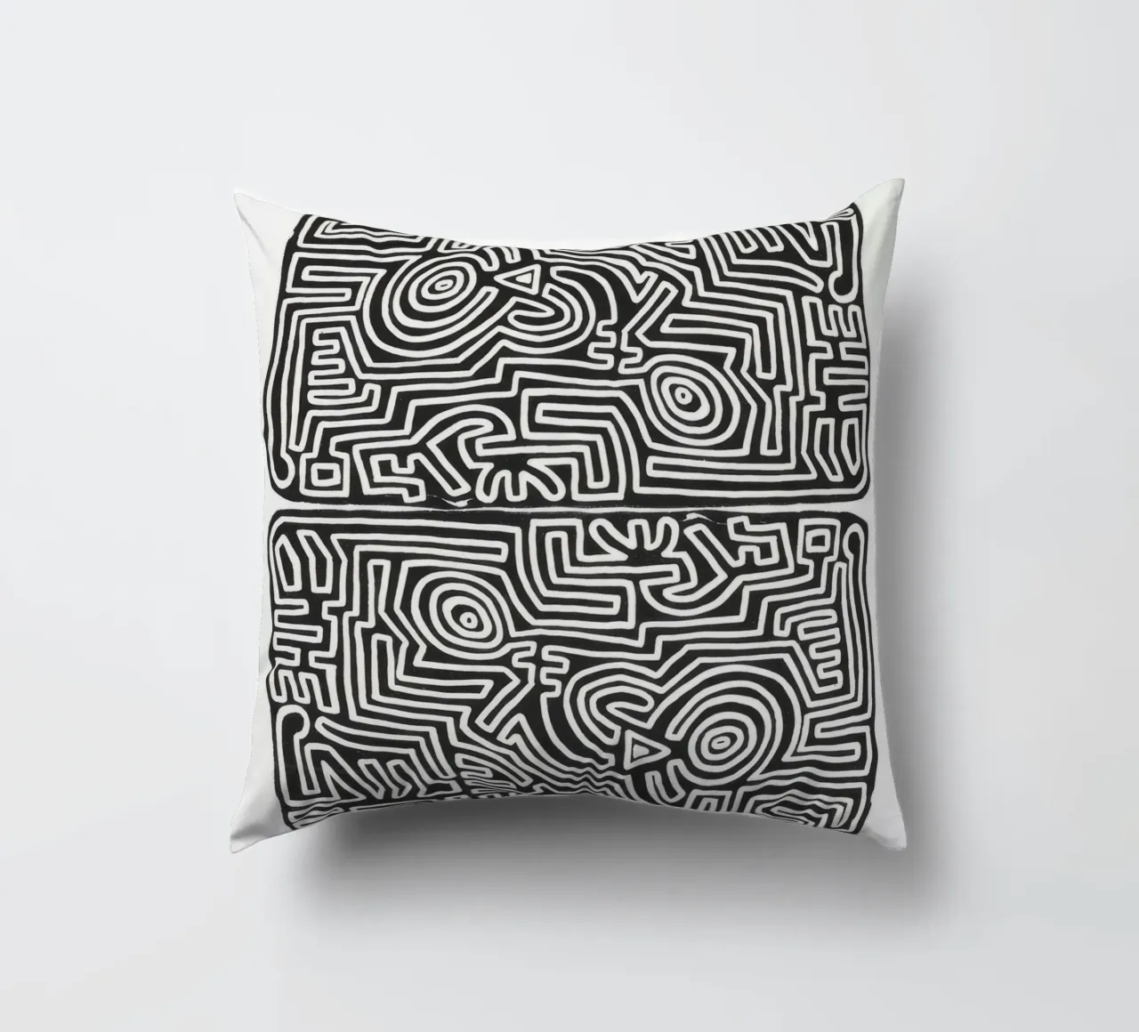 Keith Haring The Labyrinth Abstract Print decorative cushion by ClubArt